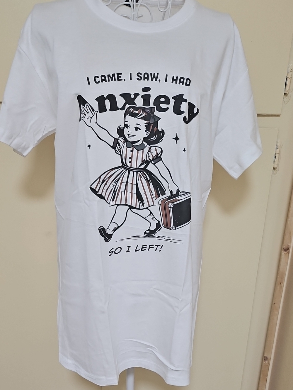 Women White Graphic Tee — 'I Came, I Saw, I Had Anxiety'
